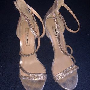 Silver diamond prom shoes